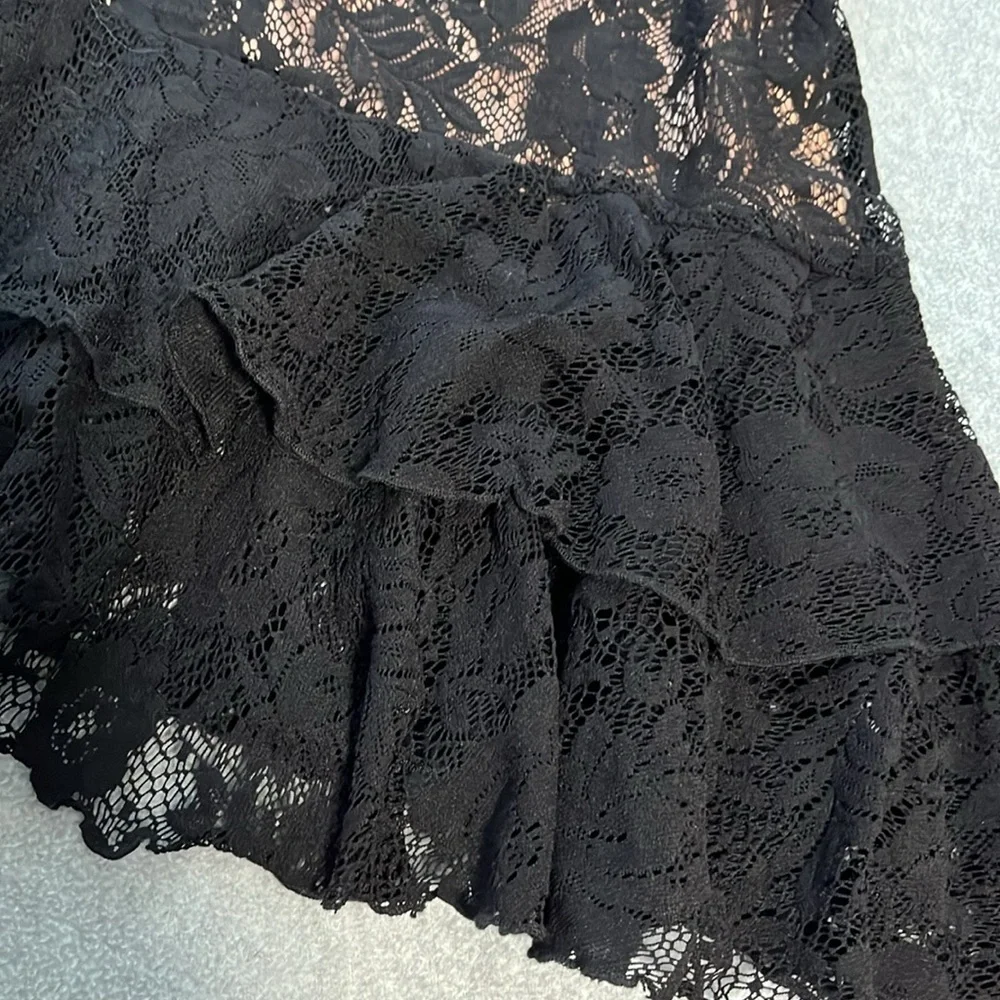 Whimsigoth Fairy Grunge Lace Skirt Large Vamp Asymmetrical Floral Witchy
